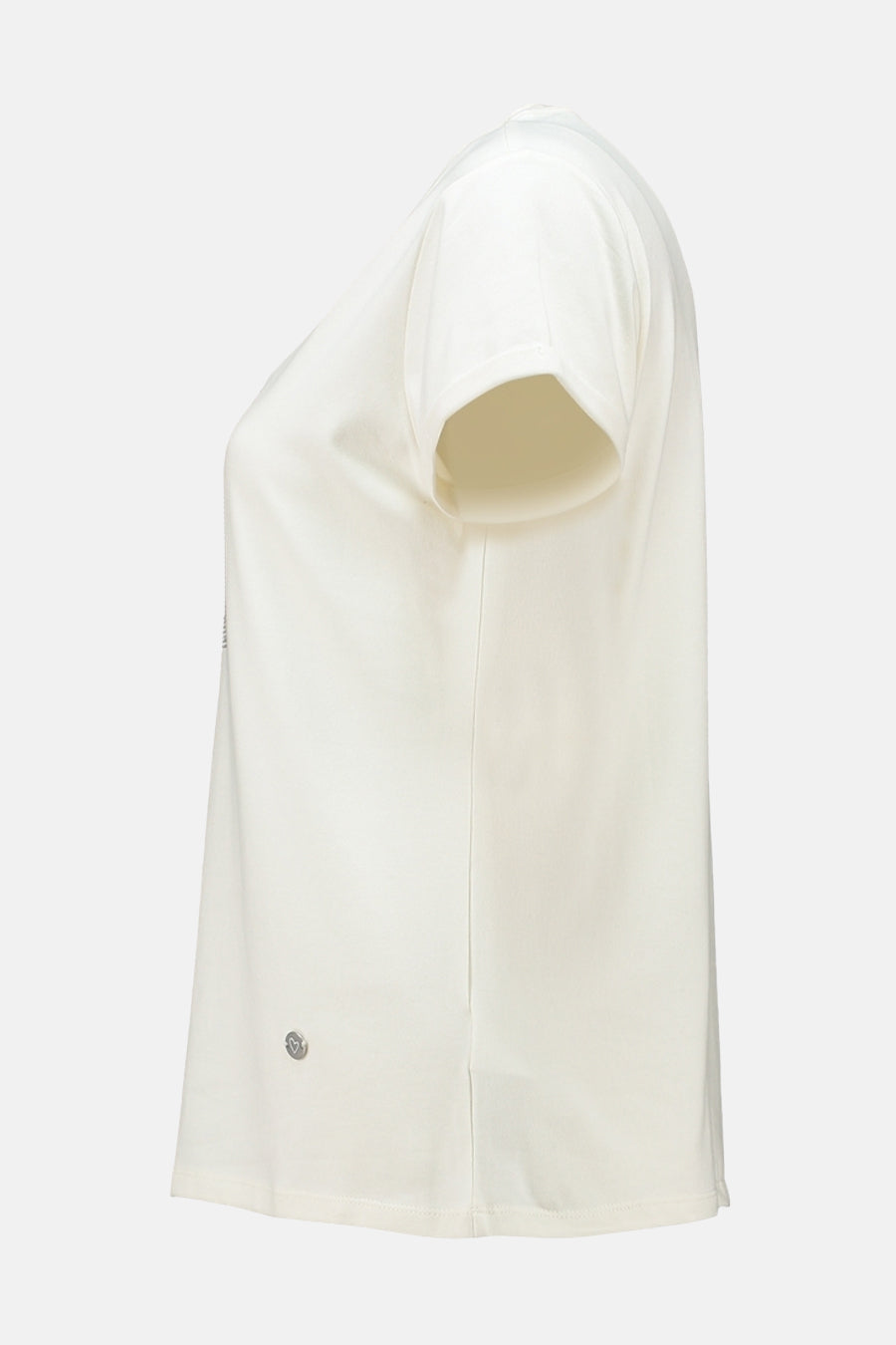 Wit T-shirt met korte mouwen van Zabaione, zijaanzicht.