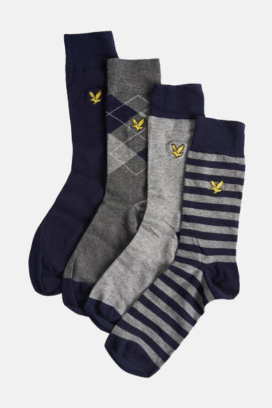 Chaussettes multicolores de LYLE & SCOTT, avec motif losanges, rayures et logo aigle brodé.