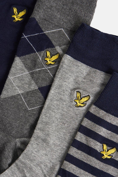 Chaussettes multicolores de LYLE & SCOTT, motifs losanges, rayures et logo aigle brodé.