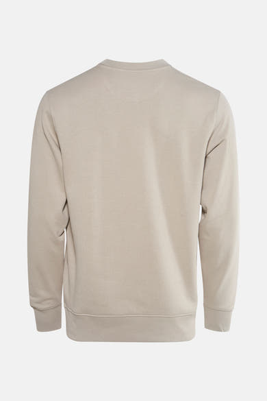 Beige STROM sweatshirt, achterzijde, met een discrete textuur en een klassieke ronde hals.