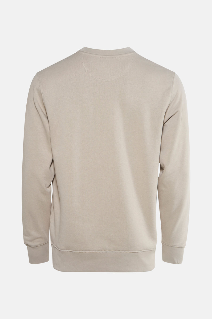 Beige STROM sweatshirt, achterzijde, met een discrete textuur en een klassieke ronde hals.