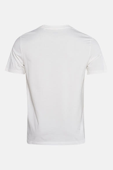 Witte T-shirt met korte mouwen van STROM, effen en zonder patroon, achtergezicht.