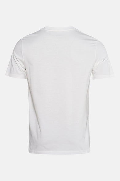 T-shirt blanc à manches courtes de STROM, uni et sans motif, vue arrière.