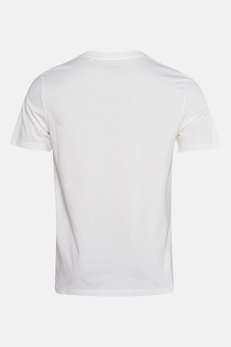 Witte T-shirt met korte mouwen van STROM, effen en zonder patroon, achtergezicht.
