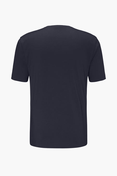 T-shirt bleu à manches courtes de Fynch-Hatton, uni, vue de dos.
