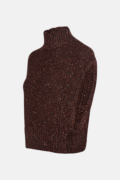 Bruine top met coltrui en gemêleerde textuur van ADORE.