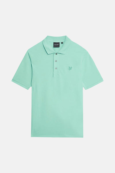 Turquoise poloshirt met korte mouwen van LYLE & SCOTT, met discreet logo op de borst.