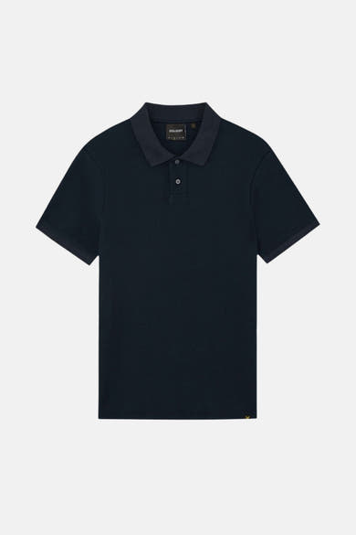 Polo bleu à manches courtes de LYLE & SCOTT, col classique et patte de boutonnage discrète.