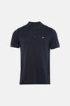 Polo à manches courtes bleu de LYLE & SCOTT, à motif texturé et logo brodé jaune.