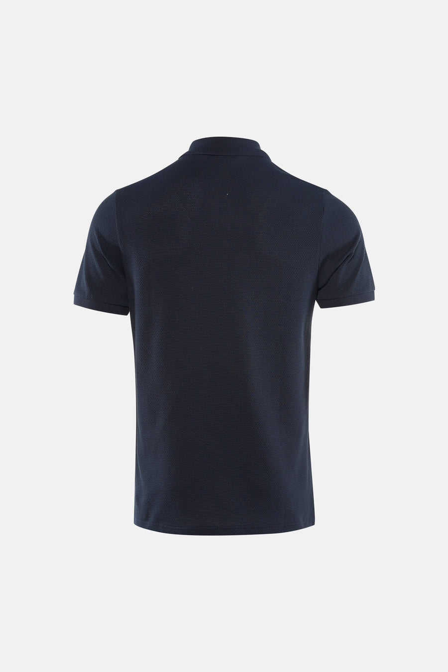 Polo bleu à manches courtes de LYLE & SCOTT, texture piquée discrète, vue arrière.