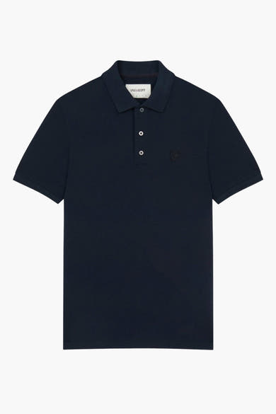 Polo bleu à manches courtes de Lyle & Scott, avec logo brodé ton sur ton.