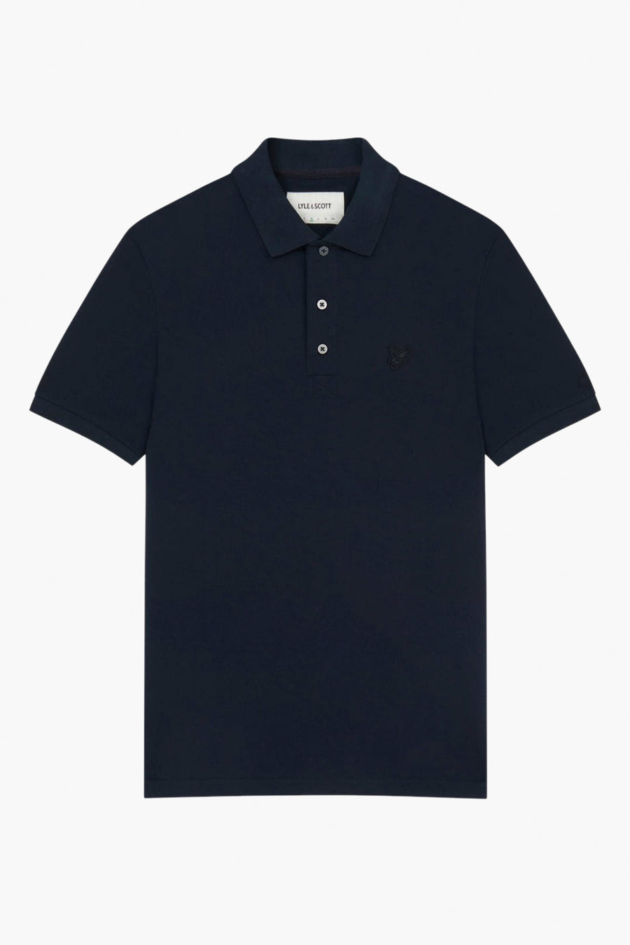 Polo bleu à manches courtes de Lyle & Scott, avec logo brodé ton sur ton.