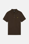Bruin poloshirt met korte mouwen van LYLE & SCOTT, met kraag en geborduurd geel adelaarslogo.
