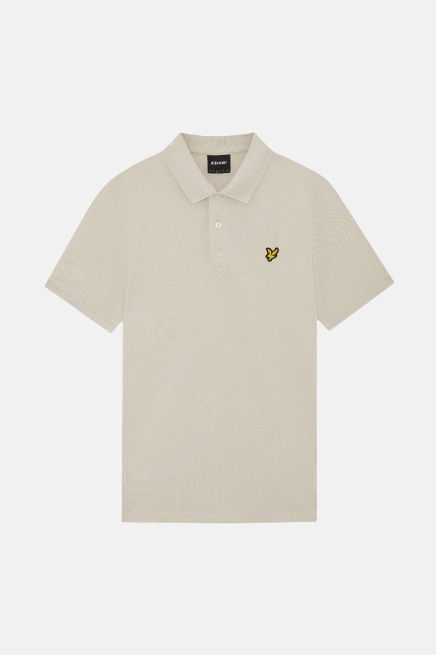 Polo beige à manches courtes de LYLE & SCOTT, avec logo jaune brodé.
