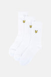 Witte sportsokken, van LYLE & SCOTT, met geborduurd logo aan de voorkant.