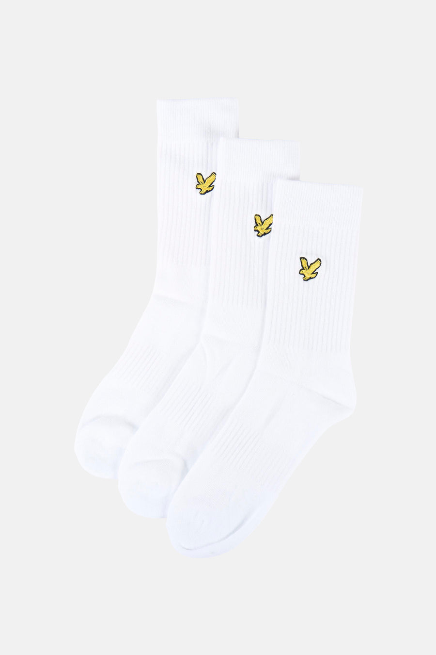 Witte sportsokken, van LYLE & SCOTT, met geborduurd logo aan de voorkant.