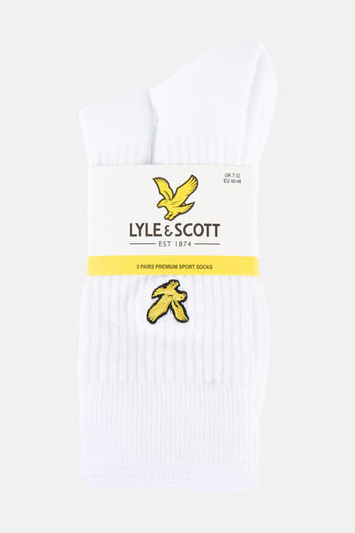 Chaussettes de sport blanches, par LYLE & SCOTT, avec logo brodé sur le devant.