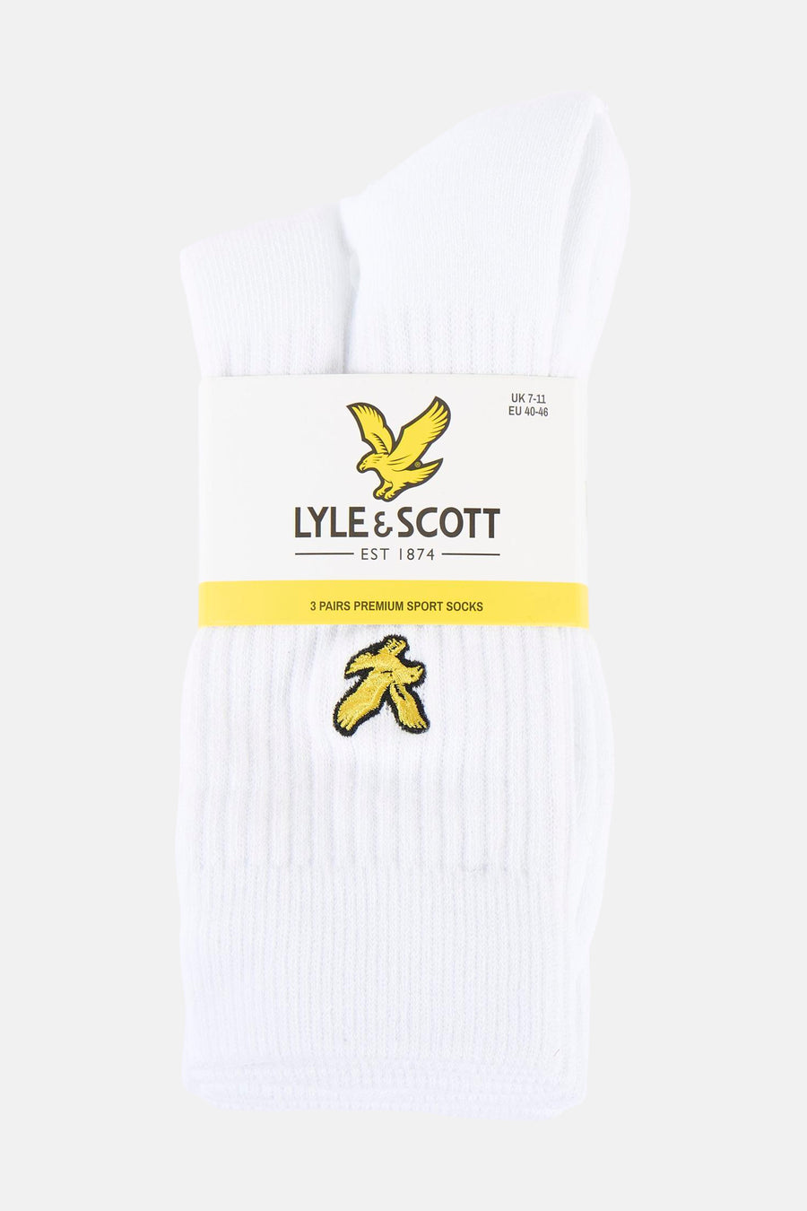 Chaussettes de sport blanches, par LYLE & SCOTT, avec logo brodé sur le devant.