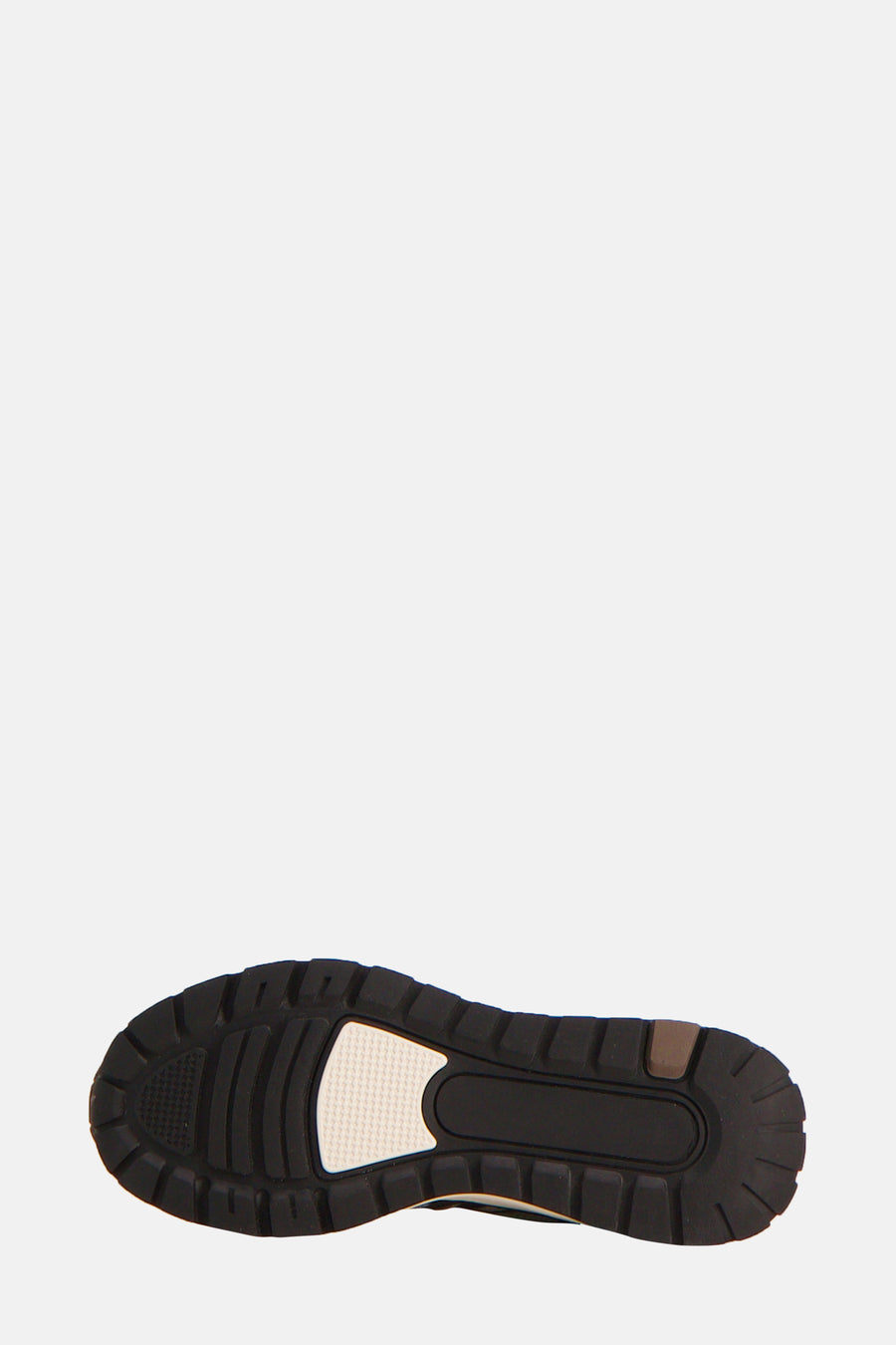 Wit-zwarte sneakerzool van LYLE & SCOTT, met textuurpatroon.