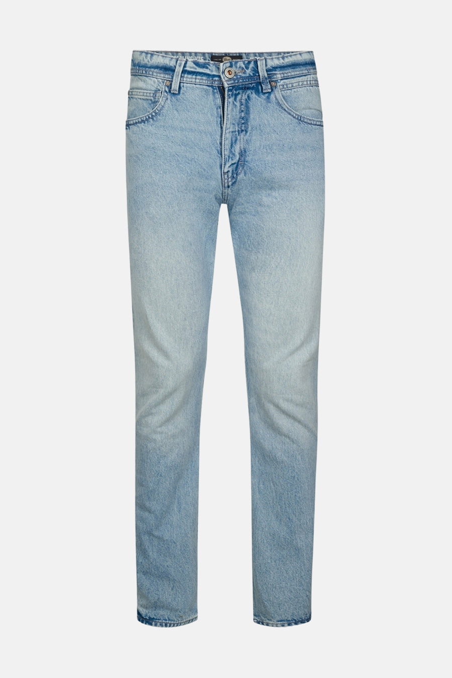 Jean droit en denim bleu clair de Petrol Industries, avec une texture légèrement délavée.