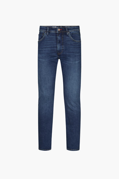 Rechte middellange blauwe jeans van Petrol Industries, in licht gewassen denim.