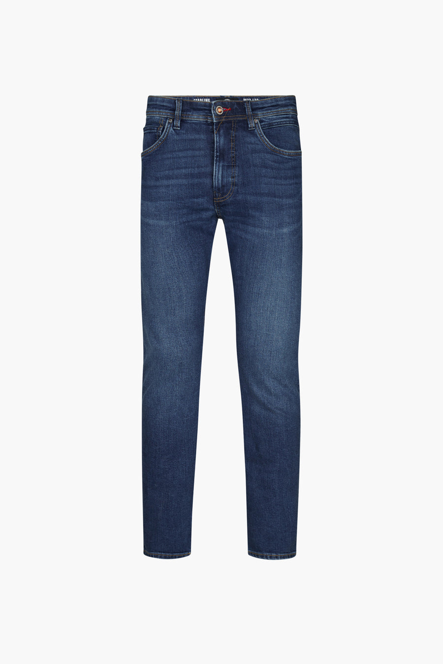 Rechte middellange blauwe jeans van Petrol Industries, in licht gewassen denim.