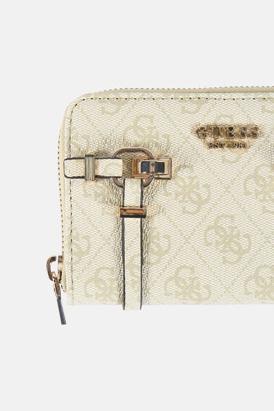 Portefeuille vert en matière synthétique de Guess, avec fermeture éclair et motif imprimé.