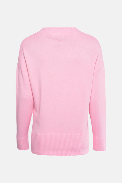 Trui met V-hals Roze - ZABAIONE