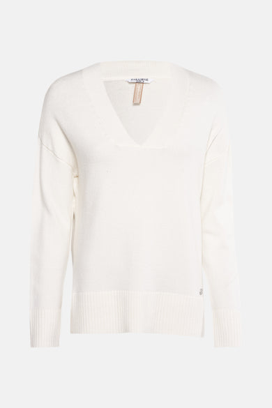 Pull col V Écru - ZABAIONE