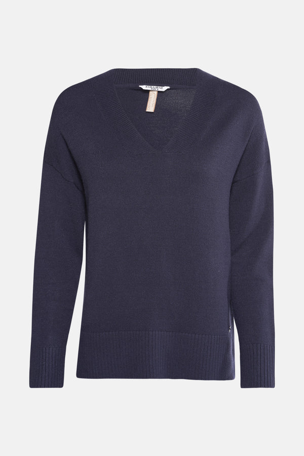 Trui met V-hals Blauw - ZABAIONE