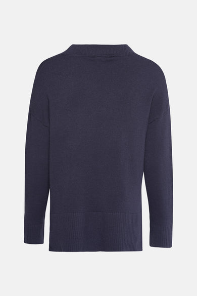 Pull col V Bleu - ZABAIONE