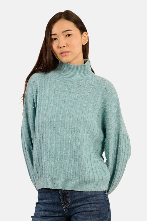 Pull met rolkraag - blauw