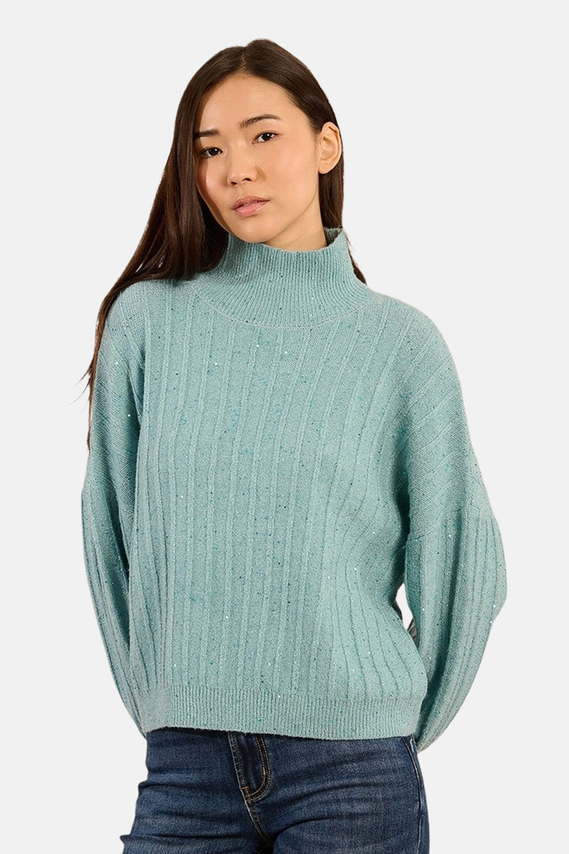 Pull met rolkraag - blauw