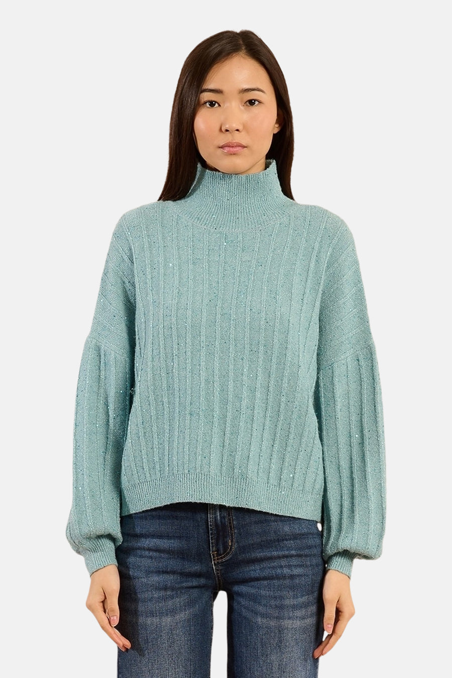 Pull met rolkraag - blauw