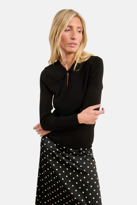 Pull met ronde hals - zwart