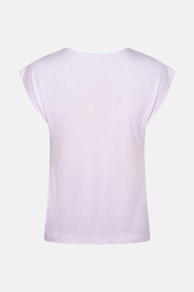 Paars T-shirt met korte mouwen van Molly Bracken, effen, van lichte stof en met een relaxte pasvorm.