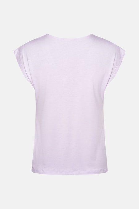 Paars T-shirt met korte mouwen van Molly Bracken, effen, van lichte stof en met een relaxte pasvorm.