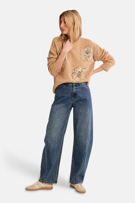 Pull col rond cognac - Molly Bracken