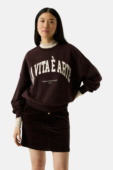 Sweat col O - brun