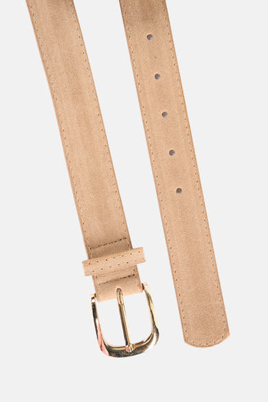 Ceinture taupe GARCIA avec boucle dorée, surpiqûres et trous de réglage