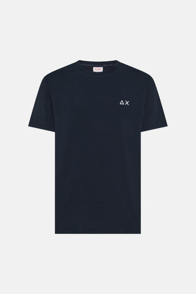 Blauw T-shirt met korte mouwen van SUN 68, met een klein wit logo op de borst.