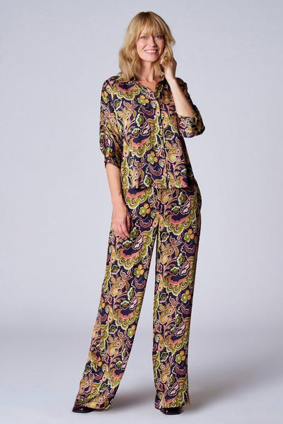 Pantalon multicolore par TERRE BLEUE, avec un motif cachemire et une coupe ample.