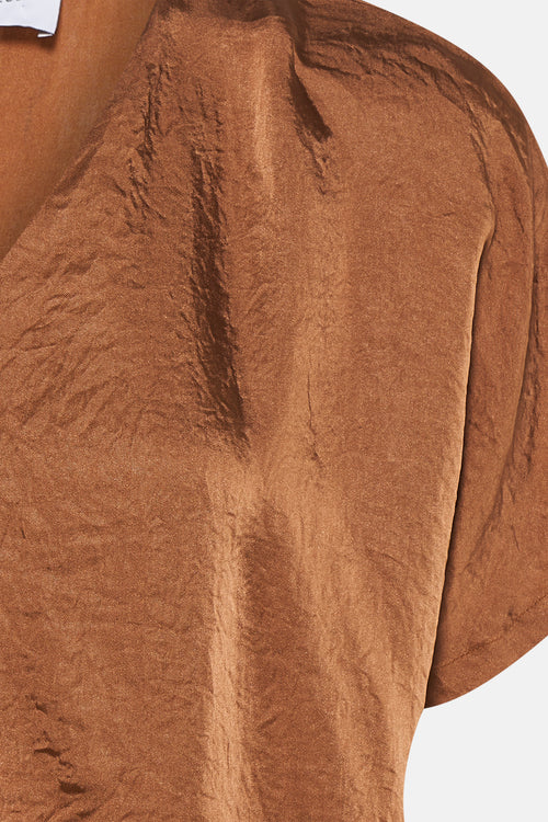 Blouse met korte mouwen - bruin