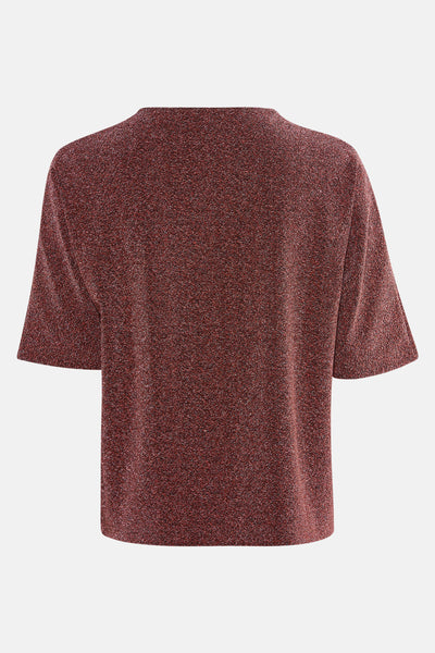 T-shirt à manches courtes marron by TERRE BLEUE, texture scintillante vue de dos.