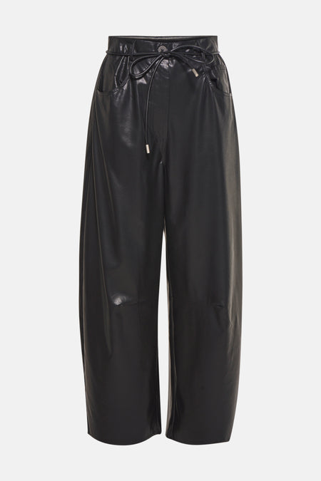 Zwarte broek van ADORE, met een strikceintuur en een wijde pasvorm.