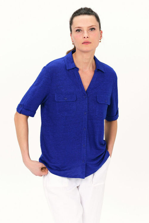 Chemisier (manches courtes) Bleu - CAROLL