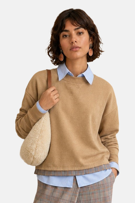 Sweat col O - beige