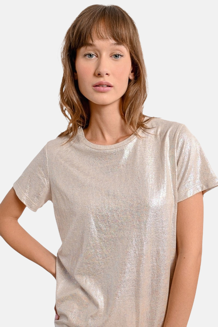 Top uni manches courtes Beige - Molly Bracken