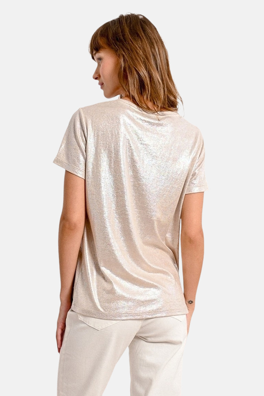 Top uni manches courtes Beige - Molly Bracken