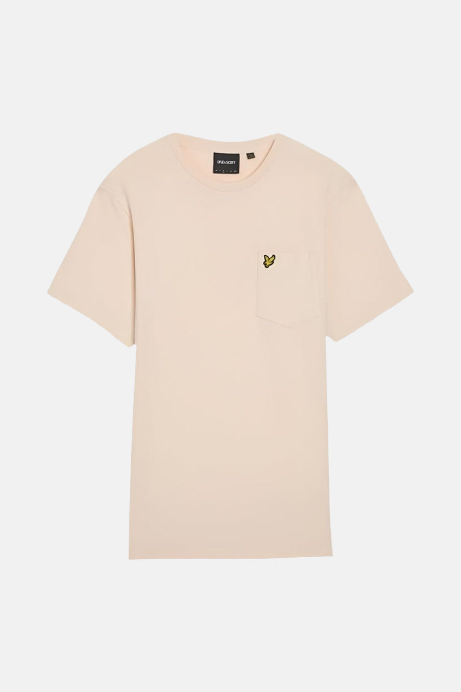 Beige T-shirt met korte mouwen van LYLE & SCOTT met borstzak en geborduurd logo.